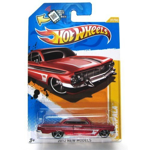 Hot Wheels 2012 New Models '61 Impala Red 37 Wal-mart Exclusive Hot Wheels Deco on Windshield