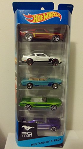 Hot Wheels 5 Car Gift Pack, Mustang 50th Anniversary Edition, 1:64 Scale.