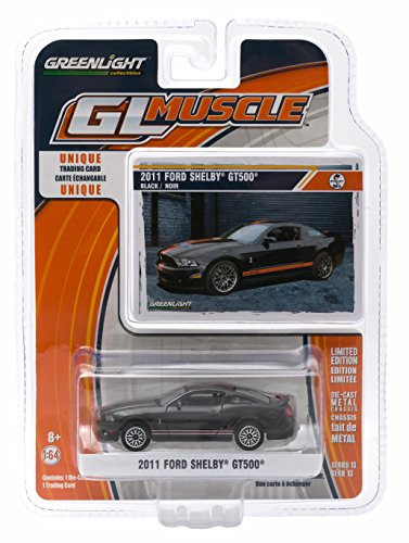2011 FORD SHELBY GT500 (Black) * GL Muscle Series 13 * 2015 Greenlight Collectibles Limited Edition 1:64 Scale Die-Cast Vehicle & Collector Trading Card