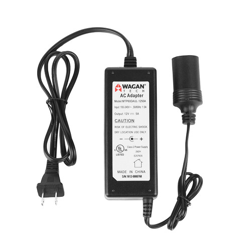 Wagan 5 Amp AC to 12V DC Power Adapter UL Listed
