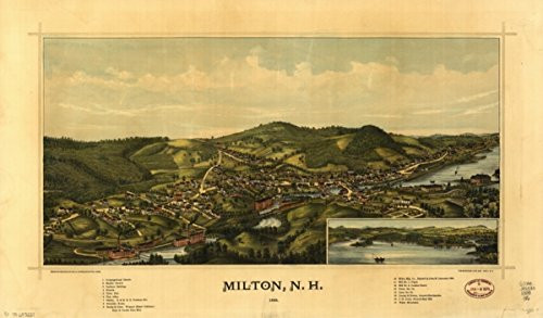 1888 Milton, New Hampshire Milton, N.H, 1888 / Drawn & published by Geo.- 14" x 24" Map - Frame Ready