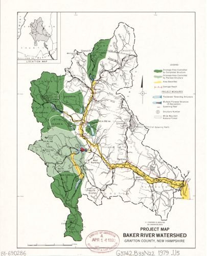 1979 Map Project map, Baker River Watershed, Grafton County, New Hampshire - Size: 20x24 - Ready to
