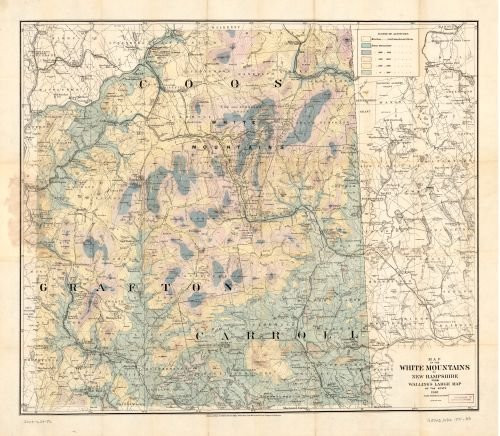 1881 Map of The White Mountains of New Hampshire from Walling's Large map of The State, 1881. - Size
