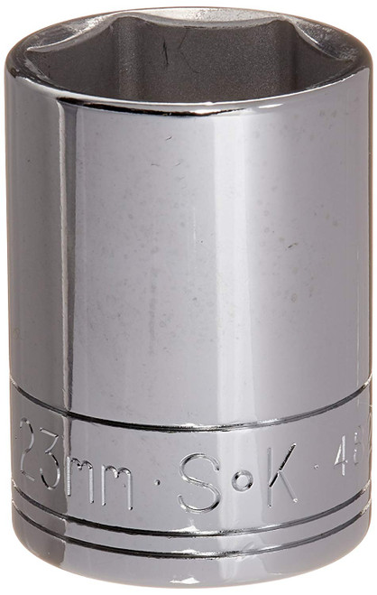 SK Hand Tool 48223 6 Point 1/2-Inch Drive Standard Socket, 23mm, Chrome