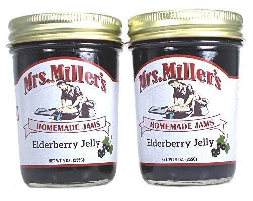 Mrs Millers Elderberry Jelly (Amish Made) ~ 2 / 9 Oz. Jars by Mrs. Miller's
