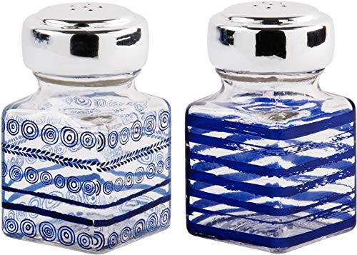 Home Essentials and Beyond  871 Salt and Pepper Shakers Indigo Daze 2 Inches x 2 Inches x 3.5 Inches