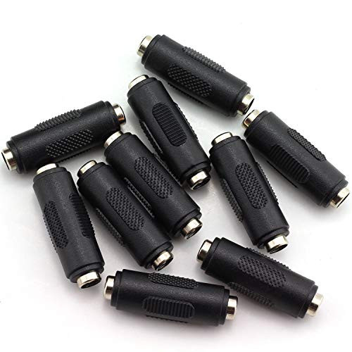 TOTOT 10pcs 5.5x2.1mm DC Power Plug Connector CCTV DC Power Plug Adaptor Female to Female