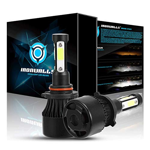 IRONWALLS F-X7 Series 2PCS 9005/9145/ H10/ HB3 LED Headlight Bulbs All-in-One Conversion Kit Fog Lights 4 sides 72W 8000LM 6500K Super Bright White COB Chips -1 Year Warranty