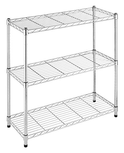 Whitmor Supreme 3 Tier Shelving with Adjustable Shelves and Leveling Feet - Chrome