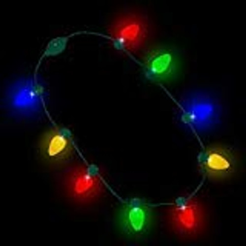 LED Light Up Flashing Bulb Christmas Holiday Necklace Holiday Party Favors with 6 flashing light modes (pack of 1)