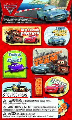 EK Success Brands Disney Dimensional Stickers, Cars 2
