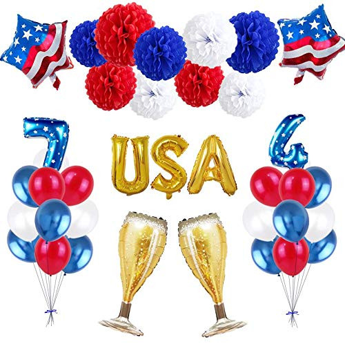 4th of July Party Decoration Independence Day Balloon Set Party Decoration Patriotic Decorations,4th of July Decor, Fourth of July Decor, Independence Day Decorations, USA Party Balloons Patriotic Day Decoration Set,USA Party Balloons Patriotic Day Decoration Set,balloons for 4th of July Party Supplies(Wine glass)