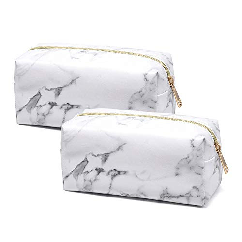 2 Pcs Small Makeup Bag Women Cosmetic Pouch Mini Waterproof Portable Brush Storage Bag For Purse,Marble White 2 Pcs Small Makeup Bag Women Cosmetic Pouch Mini Waterproof Portable Brush Storage Bag For Purse,Marble White