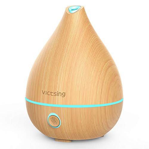 VicTsing Upgraded Mini Oil Diffuser 130ml, Easy to Use Super Quiet Essential Oil Diffuser, Aromatherapy Diffuser with Waterless Auto Shut-off, 8 Color LED Lights and BPA-free for Home Office(Yellow)