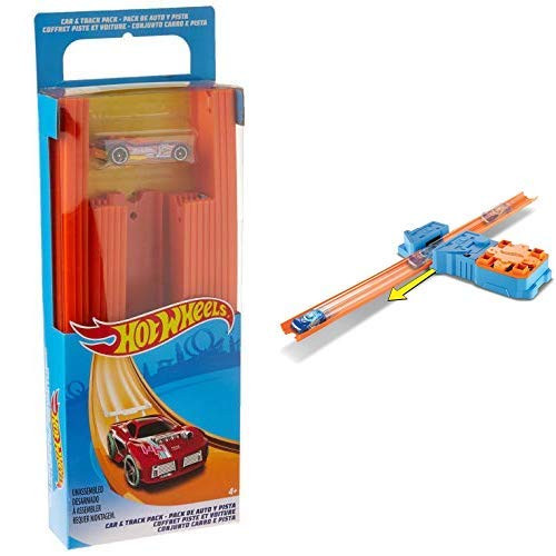 Hot Wheels Track Builder Straight Track with Car AND Hot Wheels Track Builder Booster Pack Playset