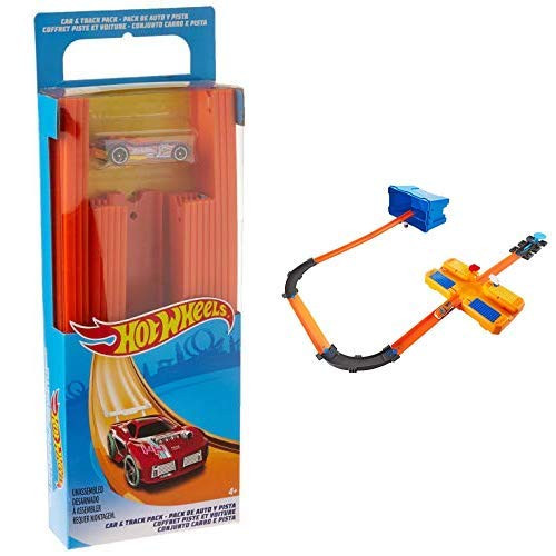 Hot Wheels Track Builder Straight Track with Car AND Hot Wheels Track Builder Stunt Box