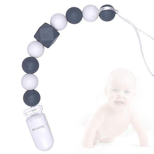 Pacifier Clips Baby Silicone Teething Chew Beads Toys BPA Free Binky Holder for Girl, Boy,, Teether Toys, Soothie, Mam, Drool Bibs (Gray) Pacifier Clips Baby Silicone Teething Chew Beads Toys BPA Free Binky Holder for Girl, Boy,, Teether Toys, Soothie, Mam, Drool Bibs (Gray)