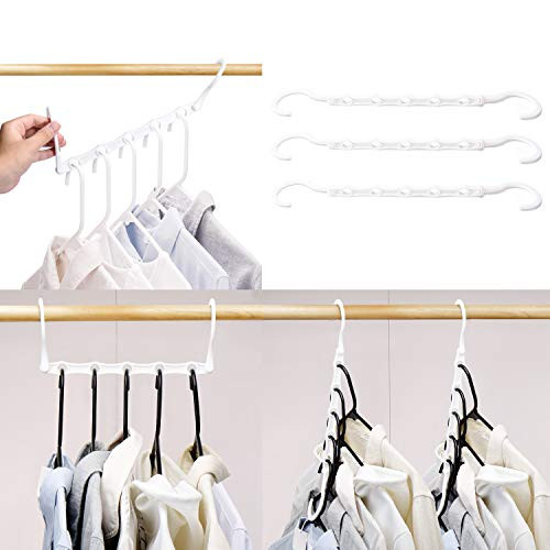 HOUSE DAY White Magic Hangers Space Saving Clothes Hangers Organizer Smart Closet Space Saver Pack of 10 with Sturdy Plastic for Heavy Clothes