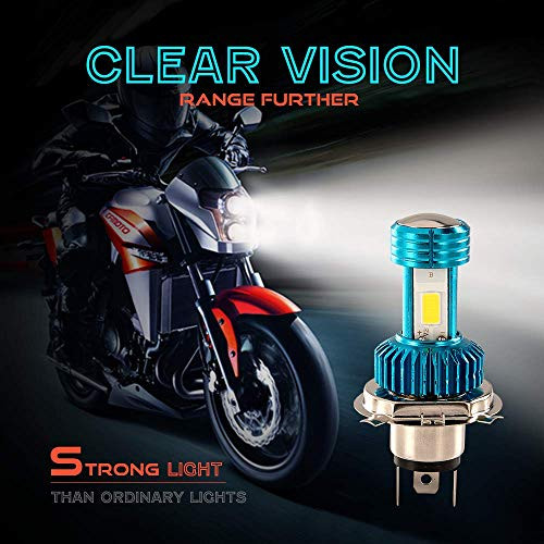 H4-COB-3LED Motorcycle Headlight Bulb High Beam/Low Beam Cool White Light 6000K 1500LM(1 Pack)