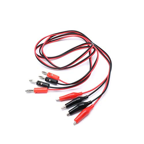 Hxchen 1M/3Ft Length Alligator Crocodile Clip to Banana Probe Cable Red Black 2 Pairs