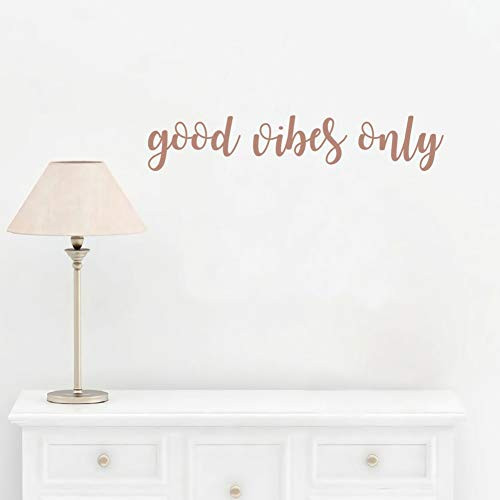 Good Vibes Only Quote Wall Decal Inspirational Attitude Sticker Motivational Quote Wall Decor For Office Yoga Room,Brown gold