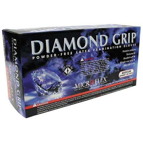 Microflex MF-300-M Medium Diamond Grip Latex Gloves 100 Count