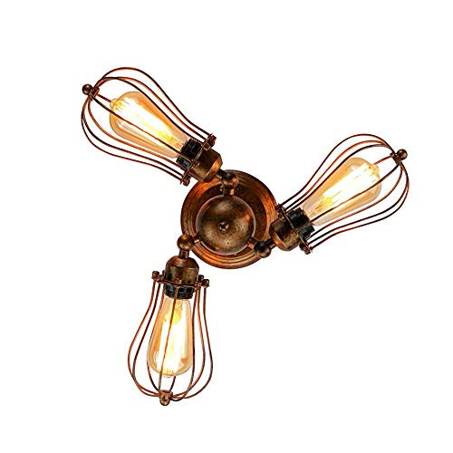 Longwind Industrial Vintage Ceiling Light?3 Light Rotatable Semi-Flush Mount Wall Light?Rustic Cage Metal Lamp Fixture Longwind Industrial Vintage Ceiling Light?3 Light Rotatable Semi-Flush Mount Wall Light?Rustic Cage Metal Lamp Fixture