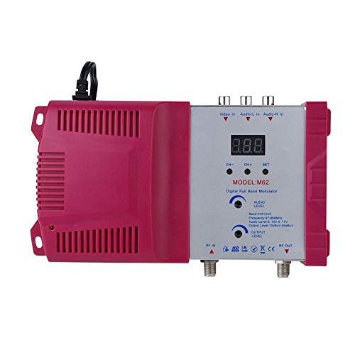 fosa Digital RF Modulator, AV inputs into RF Output Signals AV-RF Converter, VHF UHF Signal Amplifier for All Local CATV System, Can be Adjusted Output Level and Audio/Video Output Level(Red)