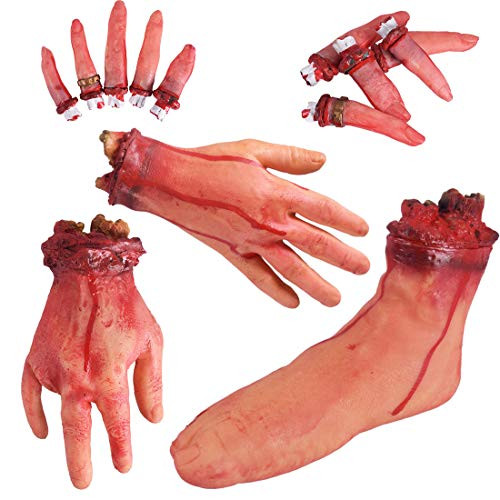 Halloween Blood Props Fake Scary Severed Hand Broken for Haunted House Halloween Vampire Zombie Party Decorations Supplies (Broken Hands + feet + Fingers) Halloween Blood Props Fake Scary Severed Hand Broken for Haunted House Halloween Vampire Zombie Party Decorations Supplies (Broken Hands + feet + Fingers)