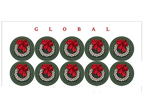 USPS Global Forever International Silver Bells Wreath Postage Stamps (10 Stamps in Total)