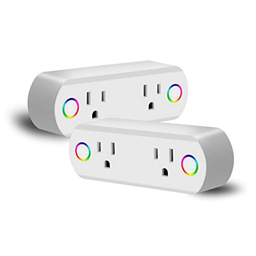 Innens Wifi Smart Plugs that Work with Alexa, Google Home and IFTTT, Mini Wireless Smart Socket Dual Outlets, Timing Function, APP Remote Control, No Hub Required (Dual Outlet - 2 Pack)