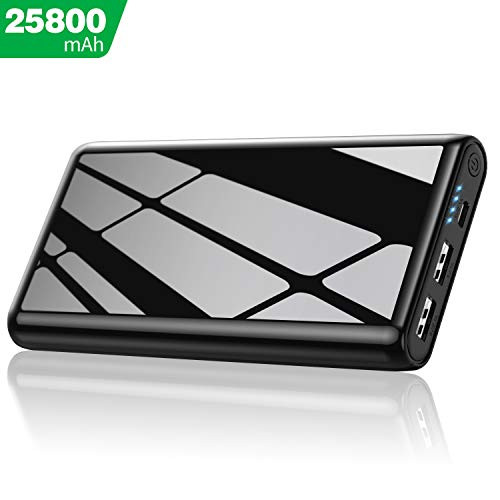 Portable Charger Power Bank 25800mAh Feob Ultra-High Capacity Portable Phone Charger with 4 LED Lights, Dual Output External Battery Pack for Smart Phone, Android Phone, Tablet and More-Black