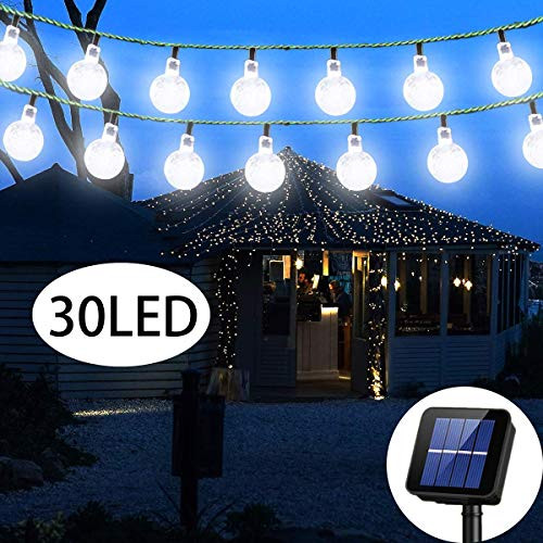 Irecey Solar String Light Outdoor 20ft 30LED Crystal Ball Waterproof Globe String Lights Solar Powered Fairy Lighting for Garden Home Landscape Holiday Decorations(White-01) Irecey Solar String Light Outdoor 20ft 30LED Crystal Ball Waterproof Globe String Lights Solar Powered Fairy Lighting for Garden Home Landscape Holiday Decorations(White-01)