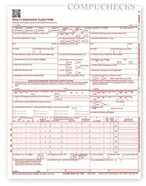 NEW CMS 1500 Claim Forms - HCFA (Version 02/12) (500 Sheets)