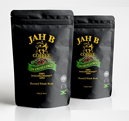 Jah B Coffee | Jamaican Blue Mountain Whole Coffee Beans/Medium Roast, Single Origin, Grade A | 8 oz. Bag