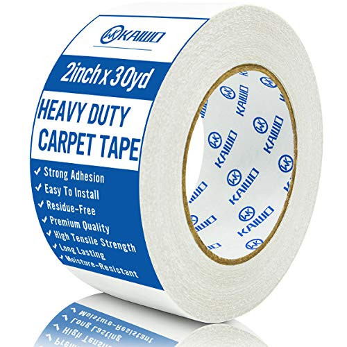 Double Sided Heavy Duty Carpet Tape, Rug Grippers for Hardwood Floors, Removeable and Multipurpose Tape, White, 2 Inch x 30 Yards