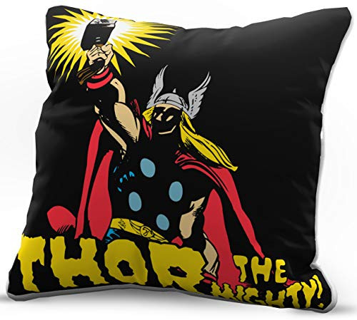 Jay Franco Marvel Avengers The Mighty Decorative Pillow Cover - Kids Super Soft 1-Pack Throw Pillow Cover Features Thor - Measures 15 Inches x 15 Inches (Official Marvel Product)