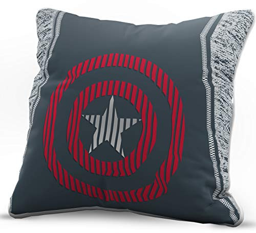 Jay Franco Marvel Avengers Elite Decorative Pillow Cover - Kids Super Soft 1-Pack Throw Pillow Cover Features Captain America Icon - Measures 15 Inches x 15 Inches (Official Marvel Product)