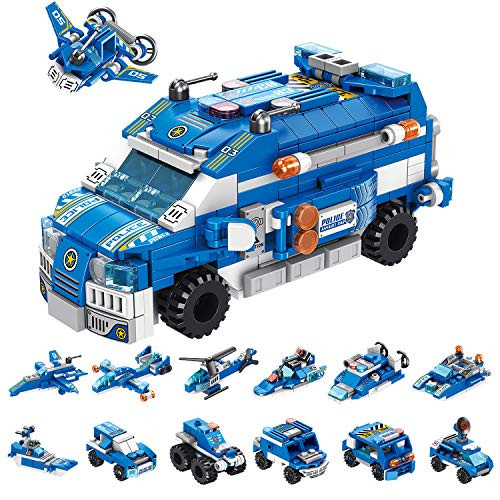 CLOURF Police Assault car Building Toy kit 12in1 Compatible with Most Major Brands of Building Bricks