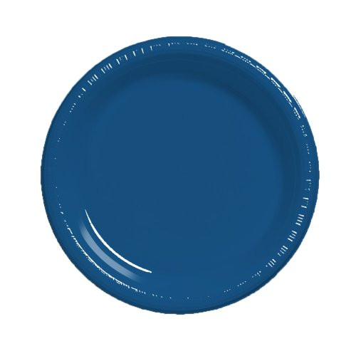 Creative Converting Touch of Color 20 Count Plastic Banquet Plates, Navy