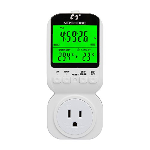 Nashone 7-day Programmable Thermostat Plug-in Digital Light Timer Switch with 3-prong Outlet?Thermostat Timer)