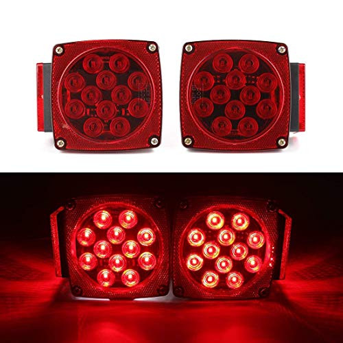 12V LED Submersible Left and Right Trailer Lights Stop Tail Turn Signal Lights for Under 80 Inch Boat Trailer Truck RV Marine-Replacement for Your Incandescent Bulb Units