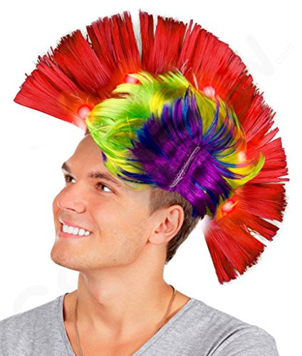 Fun Central Multicolor LED Light Up Mohawk Wig Headband for Women & Men