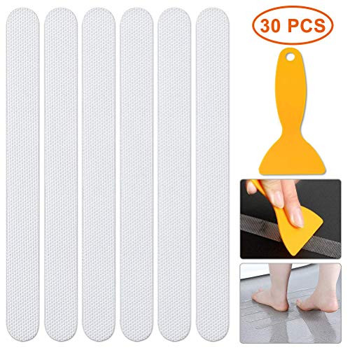 JJONE Bathtub Stickers Non-Slip, Showers Stickers Safety Adhesive Showers Treads with Scraper for Bathroom Tubs Bath (Strips)