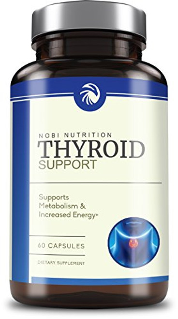 Thyroid Support Supplement with Iodine - Metabolism, Energy and Focus Formula - Magnesium, Ashwagandha, Vitamin B-12 & More - Non-GMO, 60 Capsules