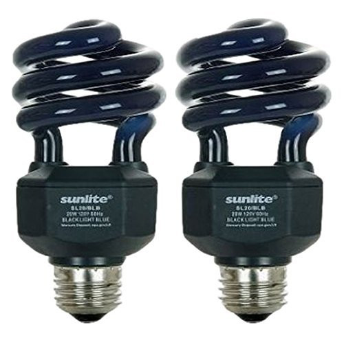 Sunlite SL20/BLB 20 Watt Spiral Energy Saving CFL Light Bulb Medium Base Blacklight Blue - 2 Pack Sunlite SL20/BLB 20 Watt Spiral Energy Saving CFL Light Bulb Medium Base Blacklight Blue - 2 Pack