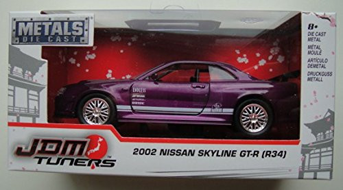 JDM TUNERS JADA 1:34 SCALE PURPLE 2002 NISSAN SKYLINE GT-R (R34)