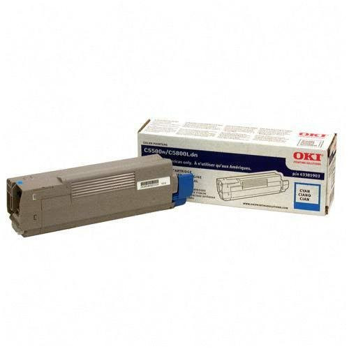 Okidata 43381903 C5500 C5650 C5800 Toner Cartridge (Cyan) in Retail Packaging
