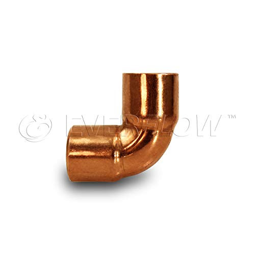 Everflow CCLN0038 90 Degree Short radius elbow fitting, 3/8, Copper