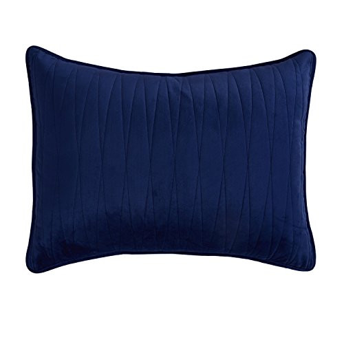 Brielle Premium Heavy Velvet Sham Set with Cotton Backing, Standard, Navy
